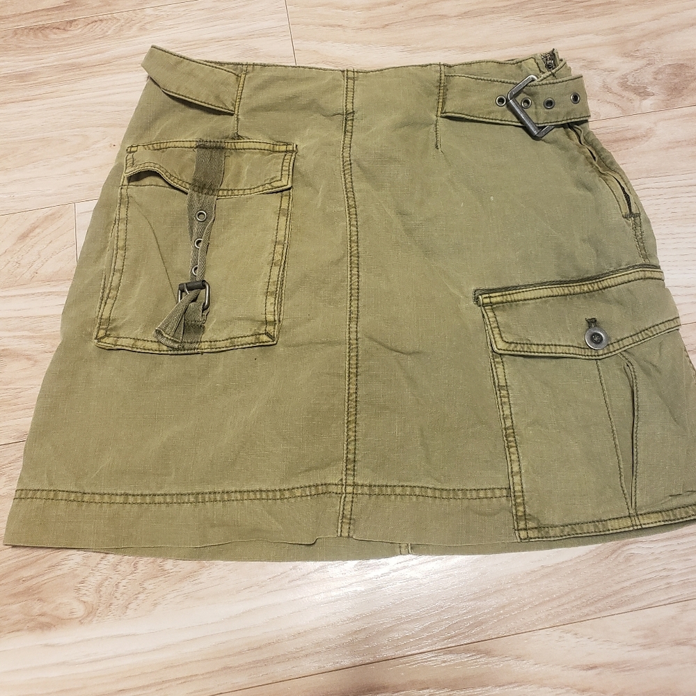 Free People Olive Green Cargo Mini Skirt